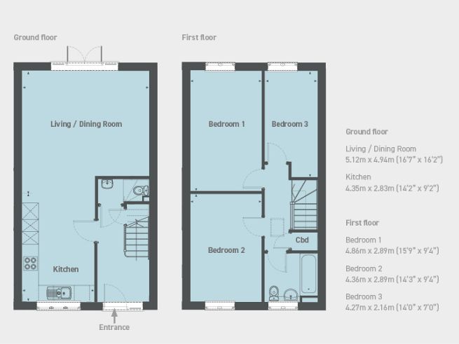 Floor plan 3 bedroom house - artist's impression subject to change